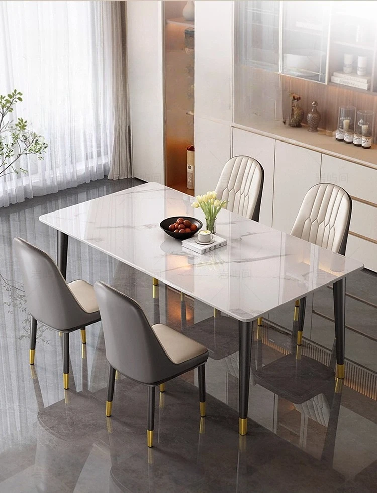 

Slate dining table household small apartment simple light luxury dining table and chair combination