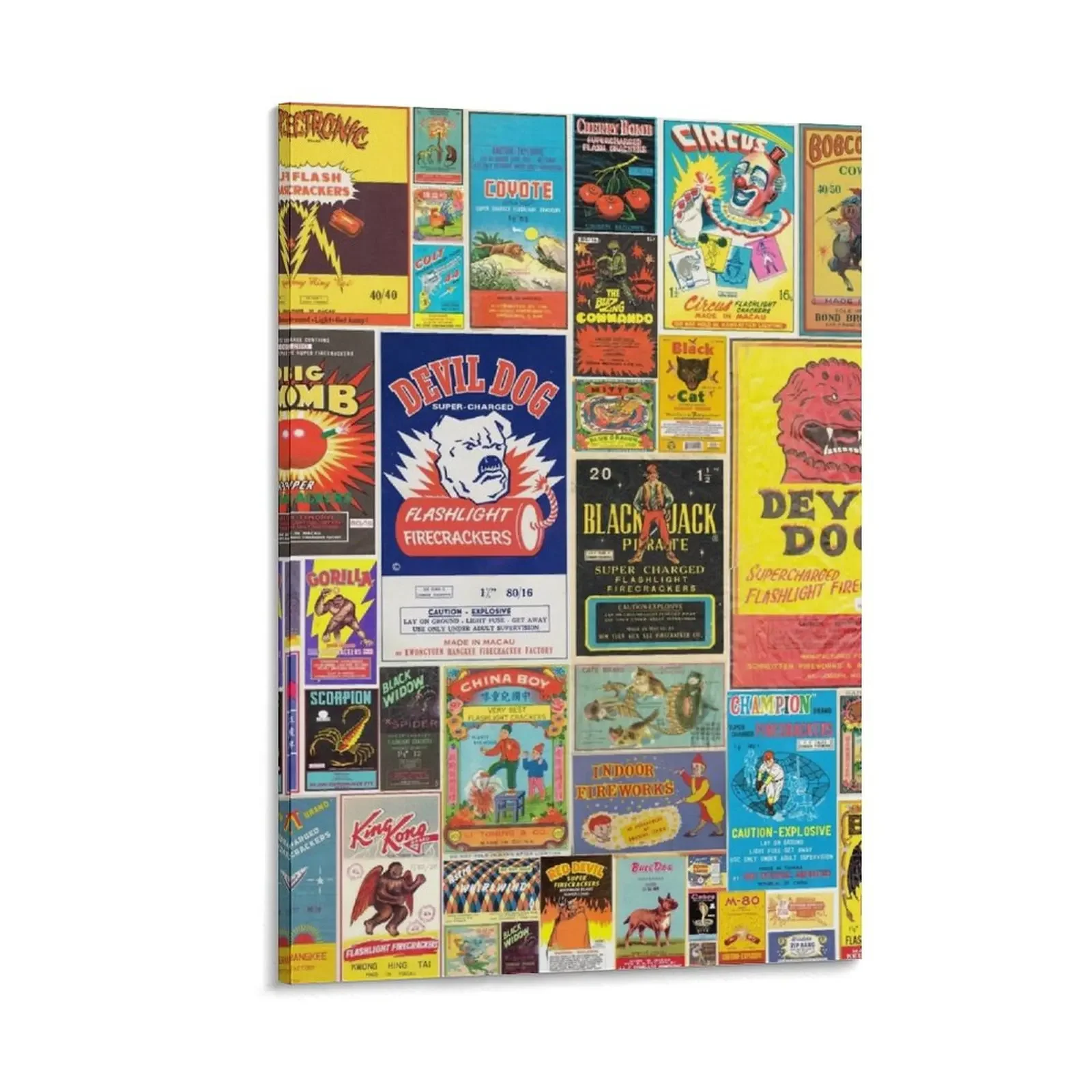 

Vintage Firecracker box label Pattern Canvas Painting decorative picture for living room wall art canvas painting
