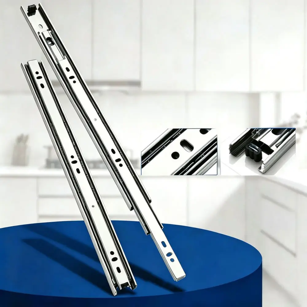 35mm Width Triple Section Drawer Slides Silent Steel Ball Bearing Rail Furniture Hardware For Home Kitchen Cabinet Storage