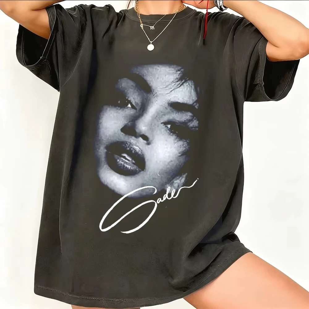 Sommer Hot 90s Sänger S-Sade Print Grafik T-Shirt Unisex Mode Tee Hip Hop Streetwear Top Y2K Gothic Baumwolle Oversized T-Shirt
