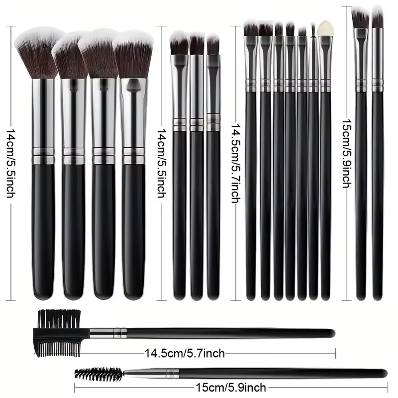 Set de Brochas de Maquillaje Profesional con Mango de Madera, Herramientas de Maquillaje Suaves y Esponjosas, Brochas para Base, Corrector, Polvo, Rubor, Difuminado para el Rostro