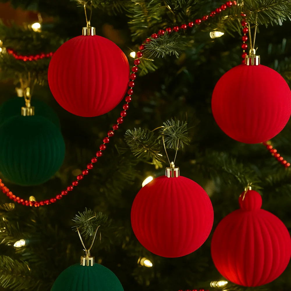 

4pcs Flocked Christmas Ball Pendant Creative Delicate Mini Christmas Ball Decoration Shatterproof Xmas Tree Hanging Ornament