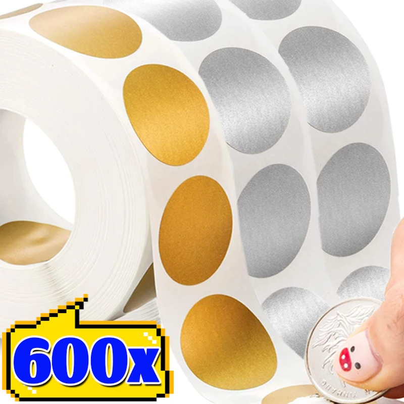 300/600 Stuks Scratch Off Stickers Ronde Diy Zelfklevende Etiketten Voor Game Scratch Sticker Labels Verjaardagsfeestje Cadeau Versiering