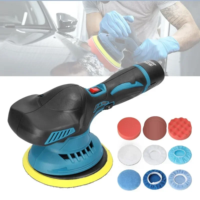 12V Cordless Car Polisher 6000RPM 6-Speed Adjustable Wireless Electric Polish Waxing Machine  Beauty Auto Washing Tool