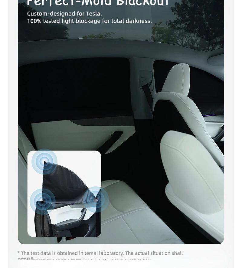 Für Tesla Model Y Juniper Model 3 Highland Seitenfenster-Sonnenschutz 4 Stück Camping und Mittagsschlaf – Detail 4