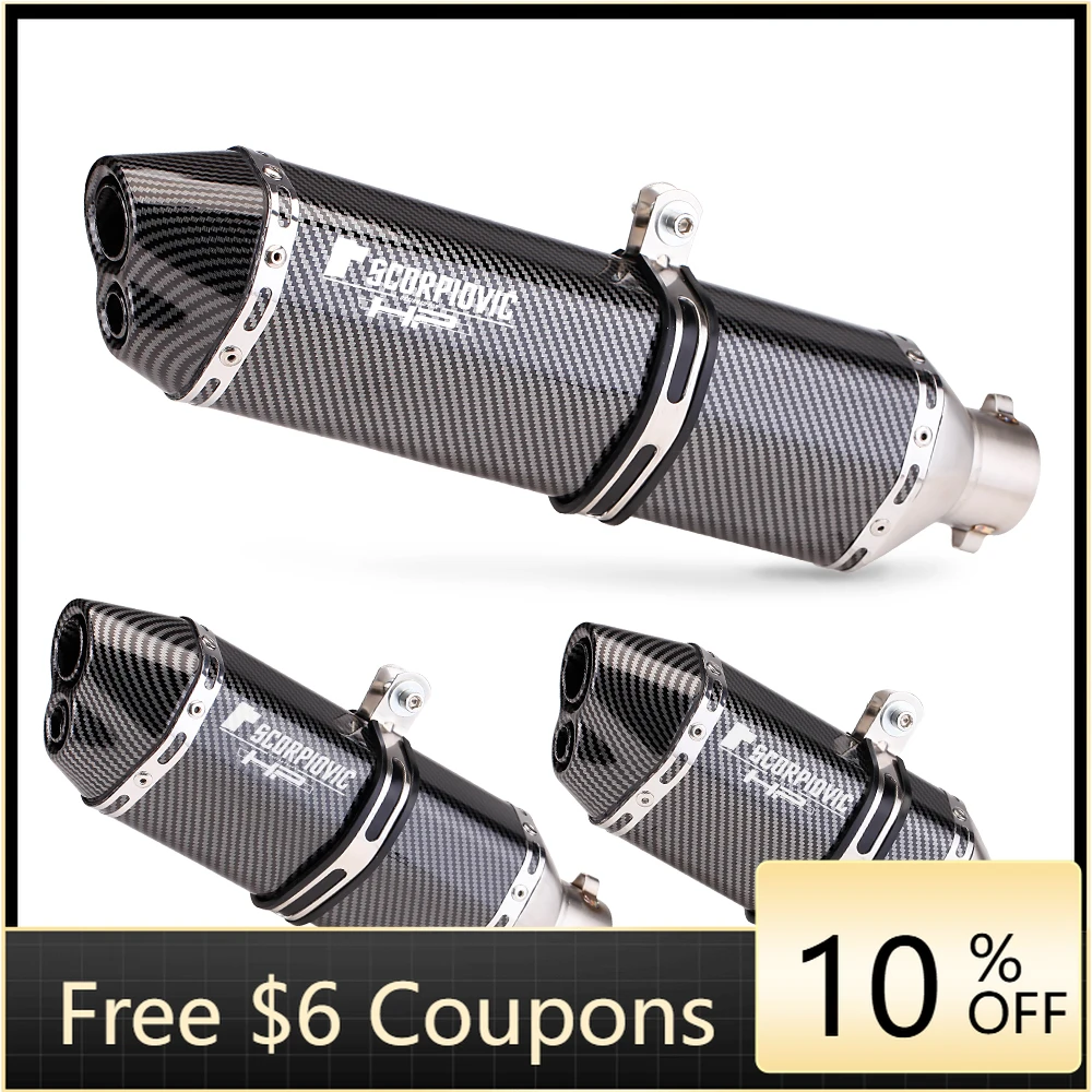 

STLF CH-Universal Double Hole Motorcycle Muffler Exhaust New Condition for Z400 Z900 R3 Mt03 GY6 370mm