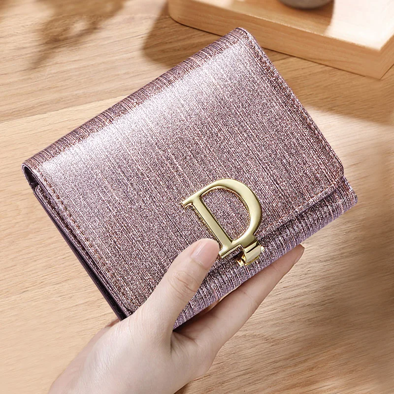 Bright Fashion Women Cowhide Leather Wallet Anti Rfid Card Holder Short Purse for Girl