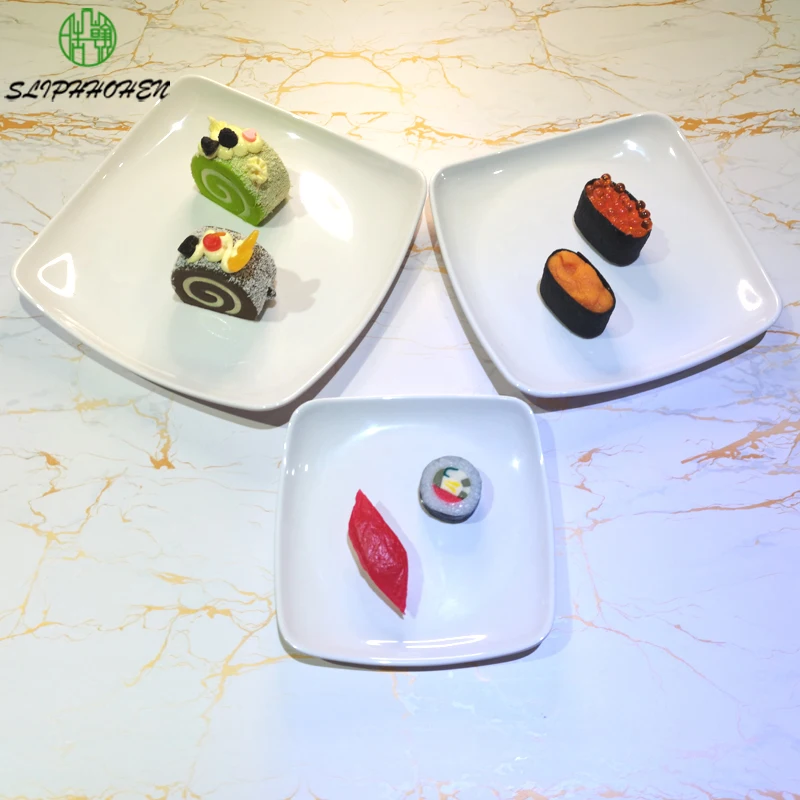 

White Square Dinner Plate A5 Melamine Canteen Dinnerware Restaurant Pickled Vegetables Small Dish Imitation Porcelain Tableware