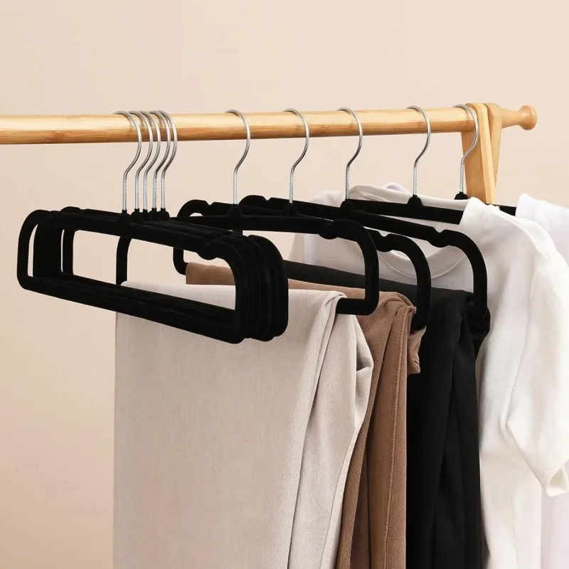 Flocked Home Non-slip Velvet Hangers Elegant Coat Clothes Hanger with Space Saving 360 Rotary Hook Strong Durable Racks Hanger