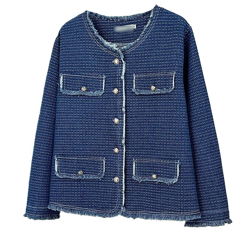 

XXXXL Fashion Plus Size Woman Clothing Denim Jacket New Spring 2026 Dark Blue Chic Style Oversized Coat 8329