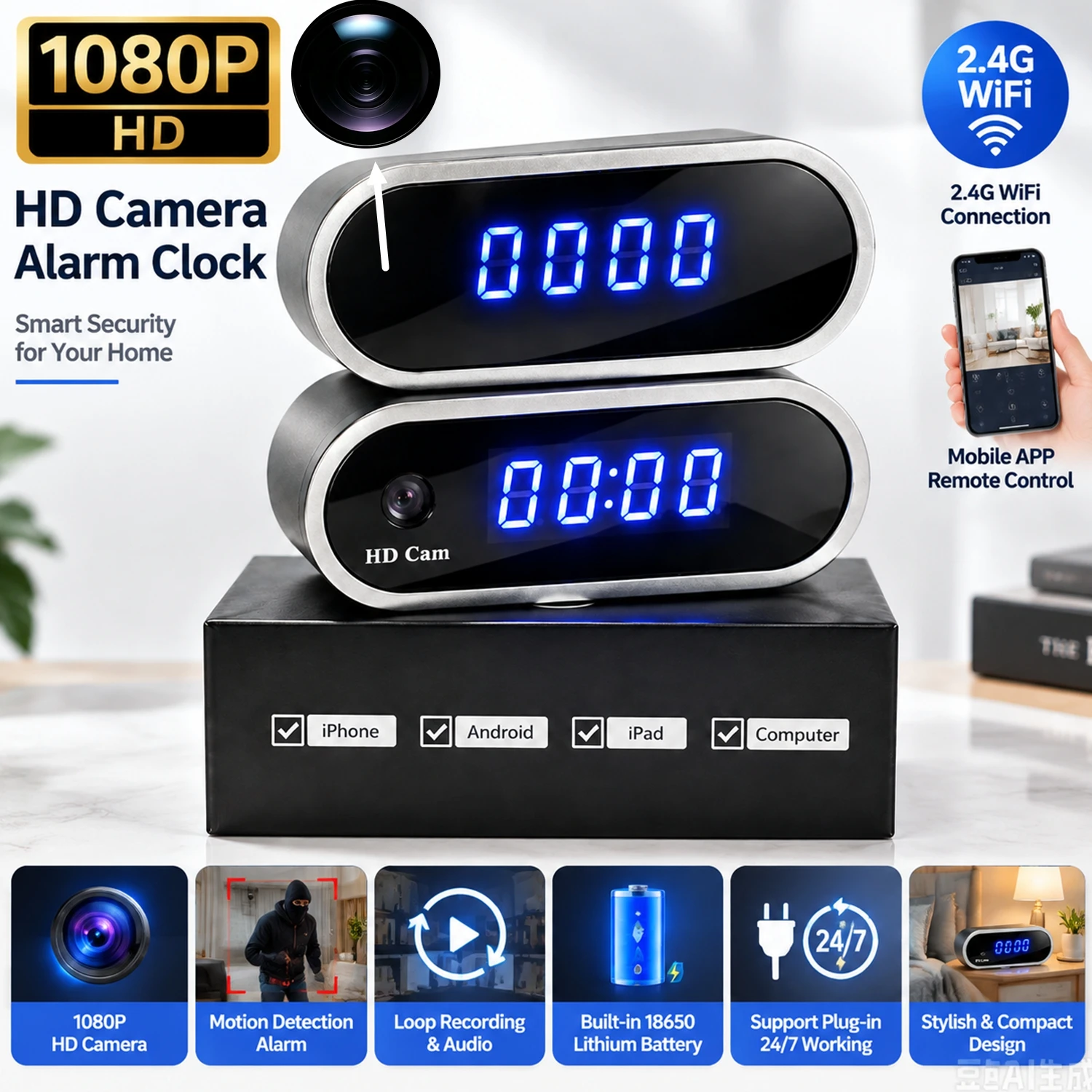 Home Security Items - Kamera wideo do monitoringu domu, ukryta,