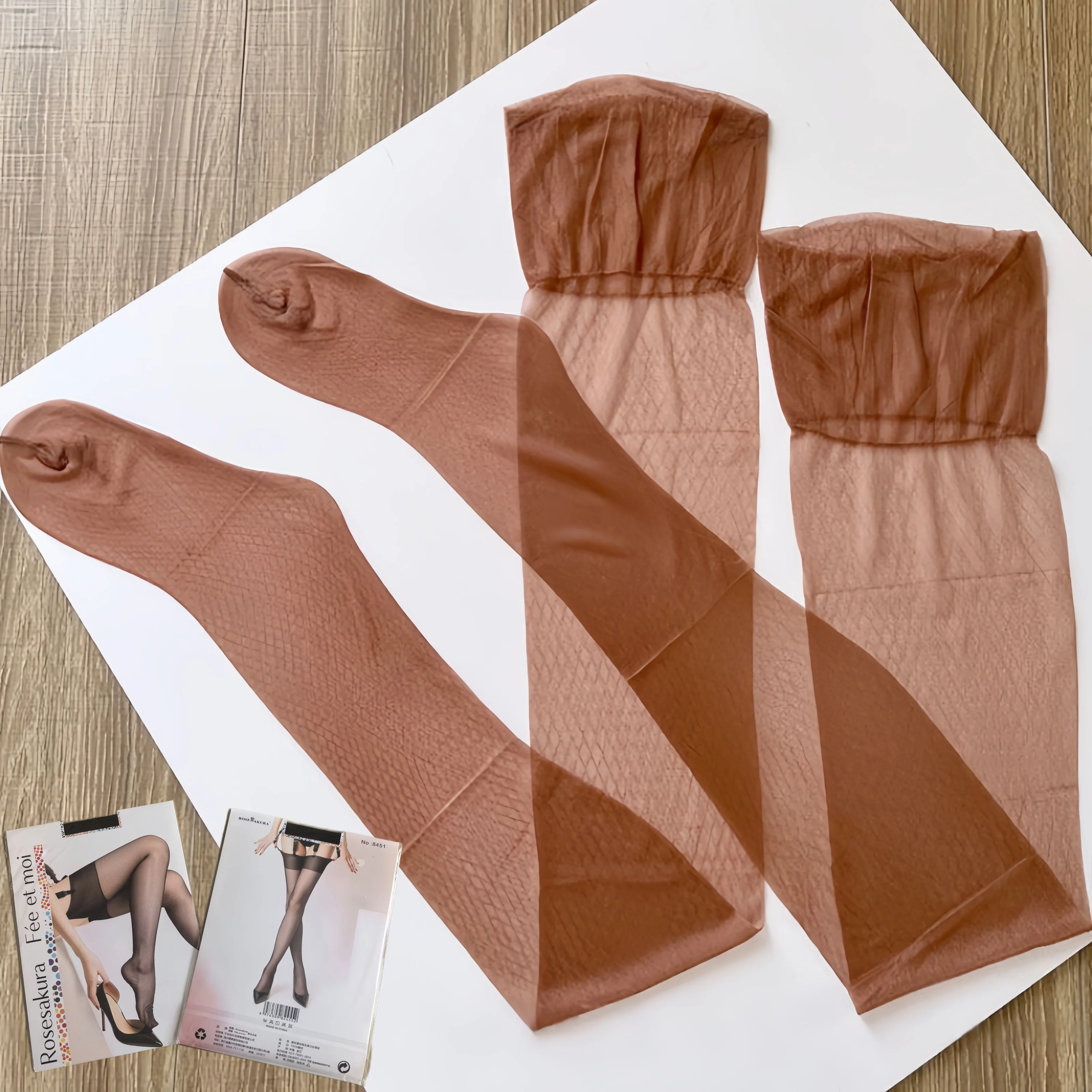 Retro Brown Stockings Non-elastic Nylon Fabric Soft Touch Long Stockings Sexy Lingerie Women Foot Shaped Transparent Medias