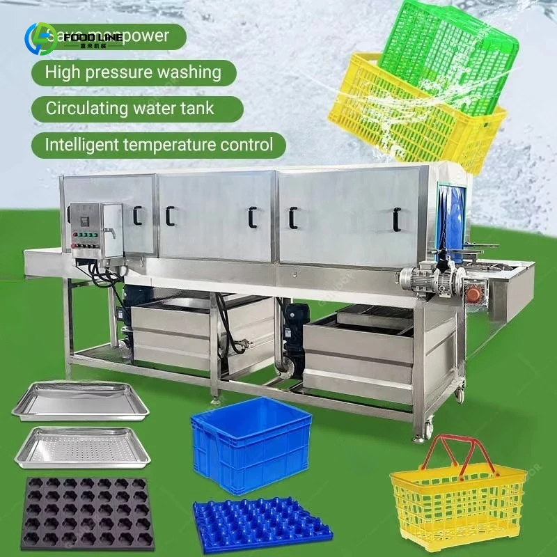 Customized Industrial Food Plastic Crate Washer Egg Tray Fruit Basket Drying Turnover Box Machine