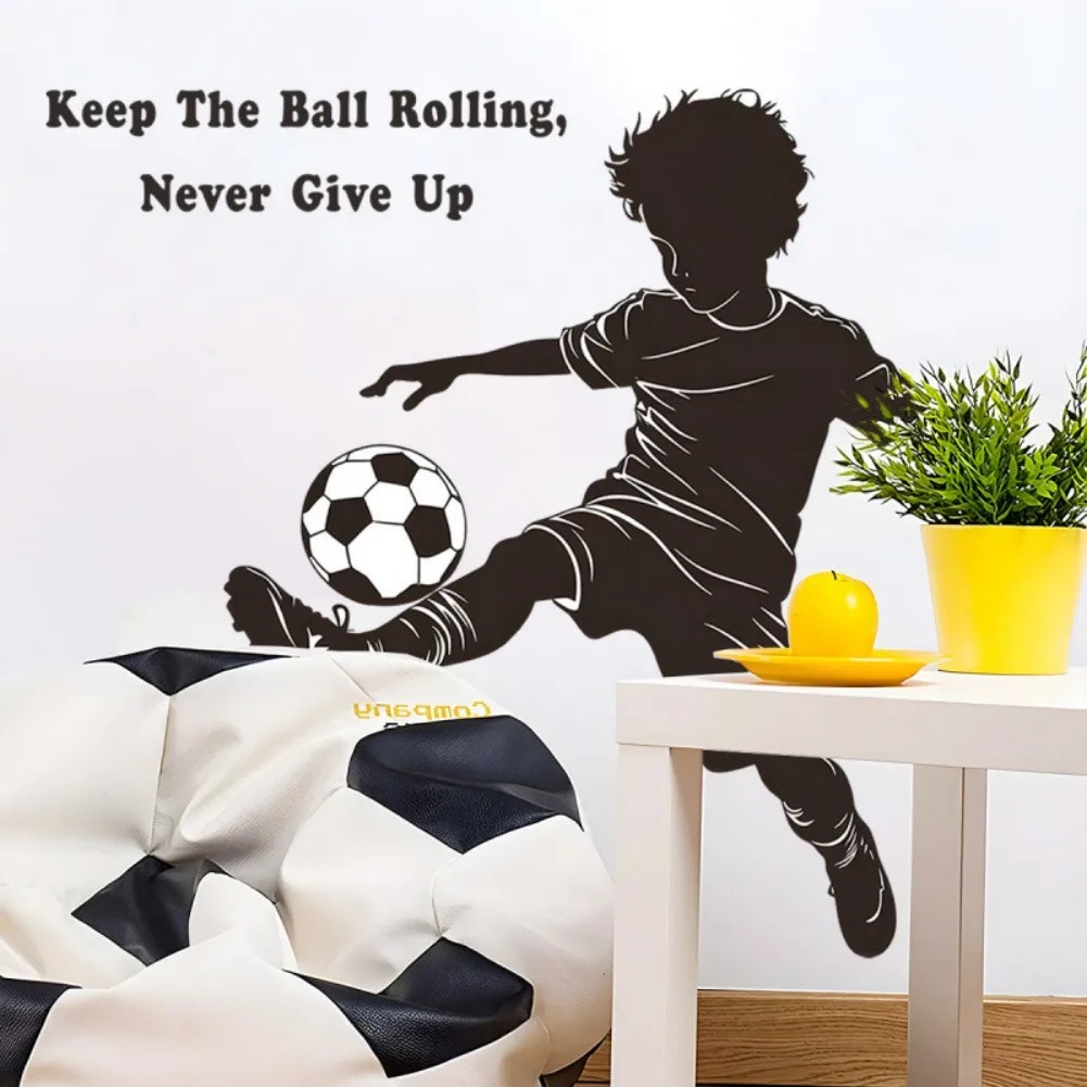 Football Wall Art Vinyl Sticker for Boys - Soccer Design Decal for For childrens Room Walls and Smooth Surfaces