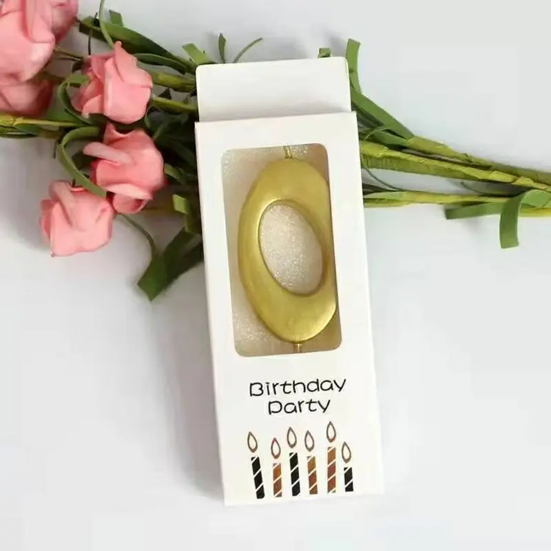 0-9 Gold Curved Number Candles, Individually Boxed INS Style Curve Digit Cake Topper, Birthday Dessert Table Decoration