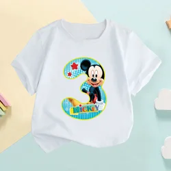 Mickey Mouse Number Bow Graphic Kids T shirt Boys Clothes Age 1 2 3 4 5 6 7 8 9 Years Happy Birthday Baby Girls T-Shirts,HKP2433