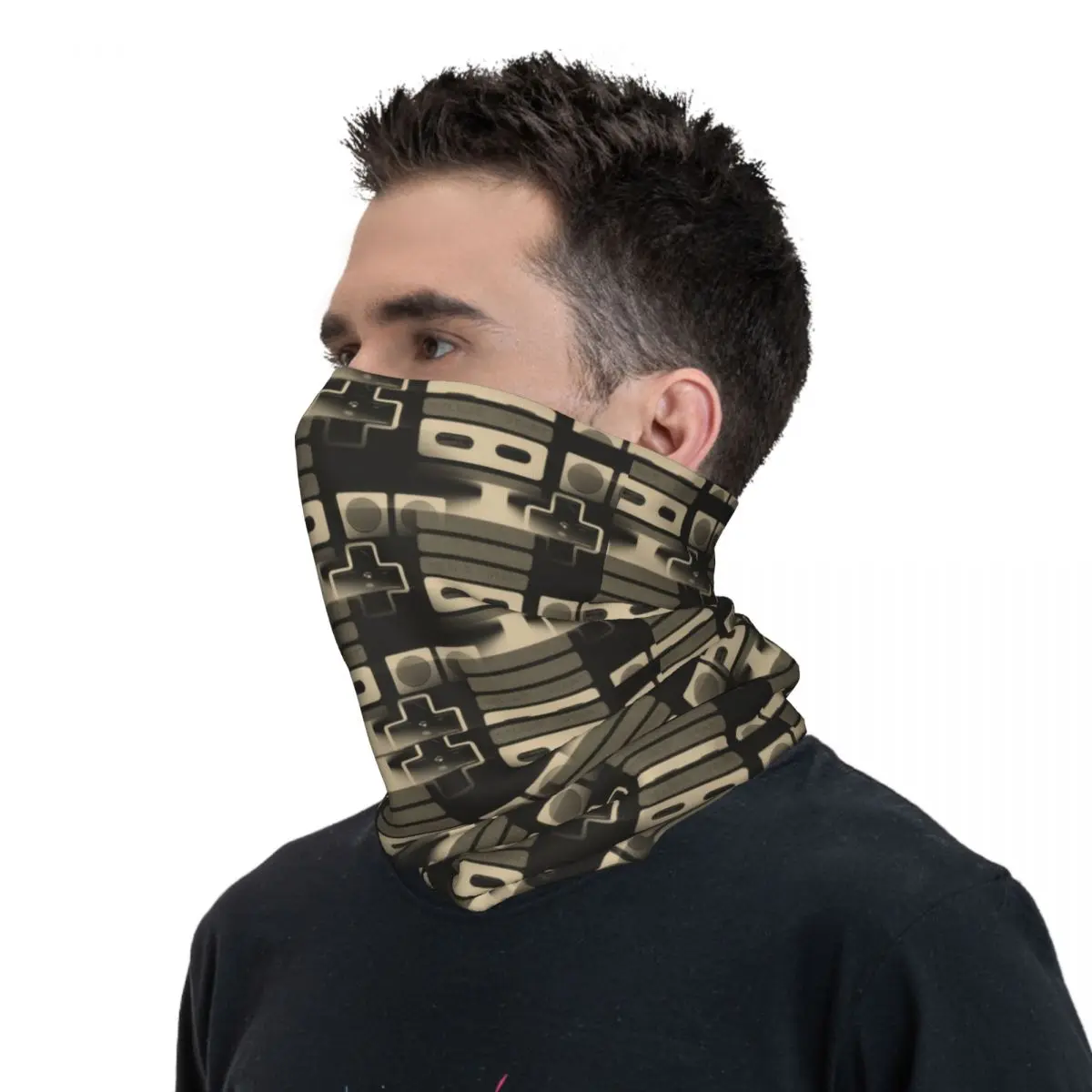 Custom Nostalgic Controller Tiles Bandana Winter Neck Warmer Men Windproof Wrap Face Scarf for Ski Video Game Lover Gaming