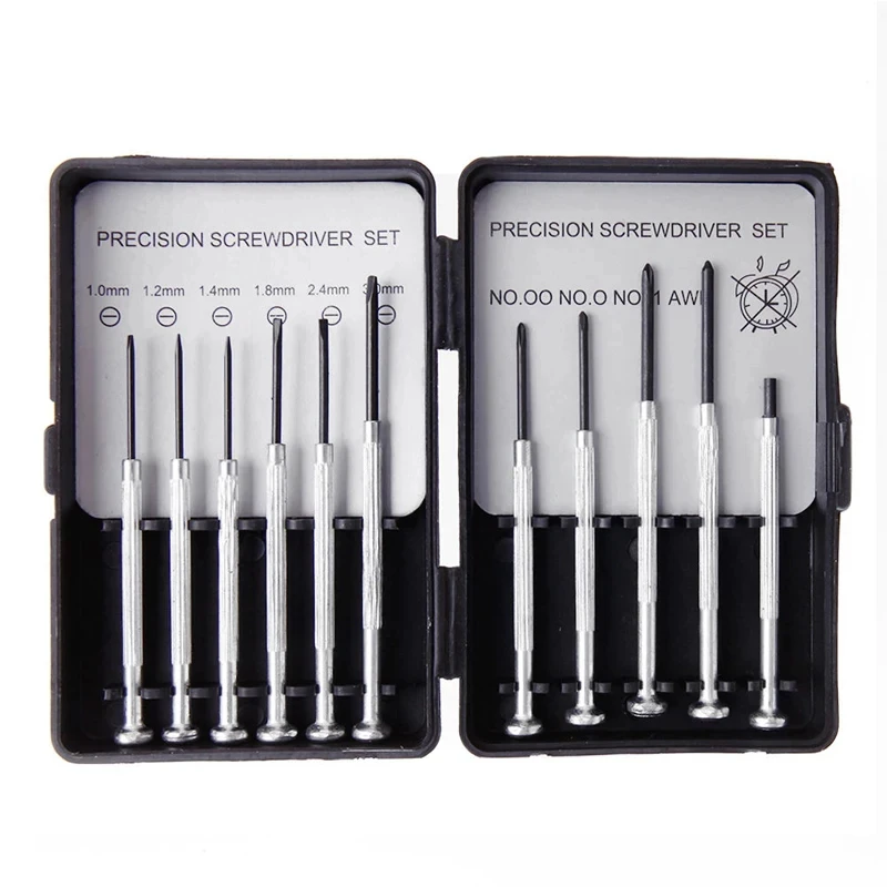 Conjunto de 11 Peças de Chaves de Fenda de Precisão, Kit de Ferramentas Mini para Manutenção de Relógios, Joias e Óculos