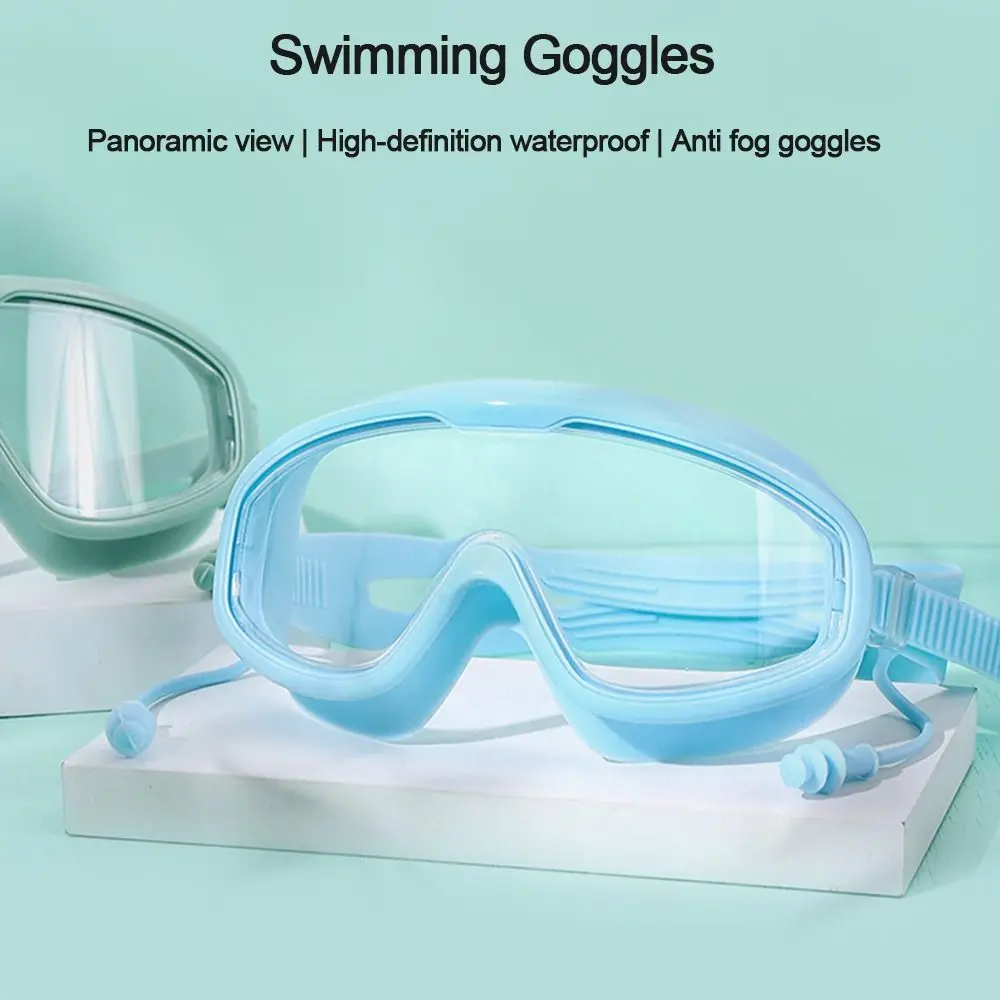 High Definition Swimming Goggles with Earplugs Waterproof Anti-fog Adult Youth Swim Eyewear Wide View Eyeglasses Sports Supplies