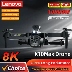 Lenovo-Dron K10Max 8K profesional, tres cámaras, localización de flujo óptico, cuatro vías, evitación de obstáculos, RC, juguetes para adultos y niños