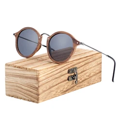 Brand Design Retro Hand Made Round Wood Sunglasses Fashion Polarized Women Sun Glasses Men UV400 Protection