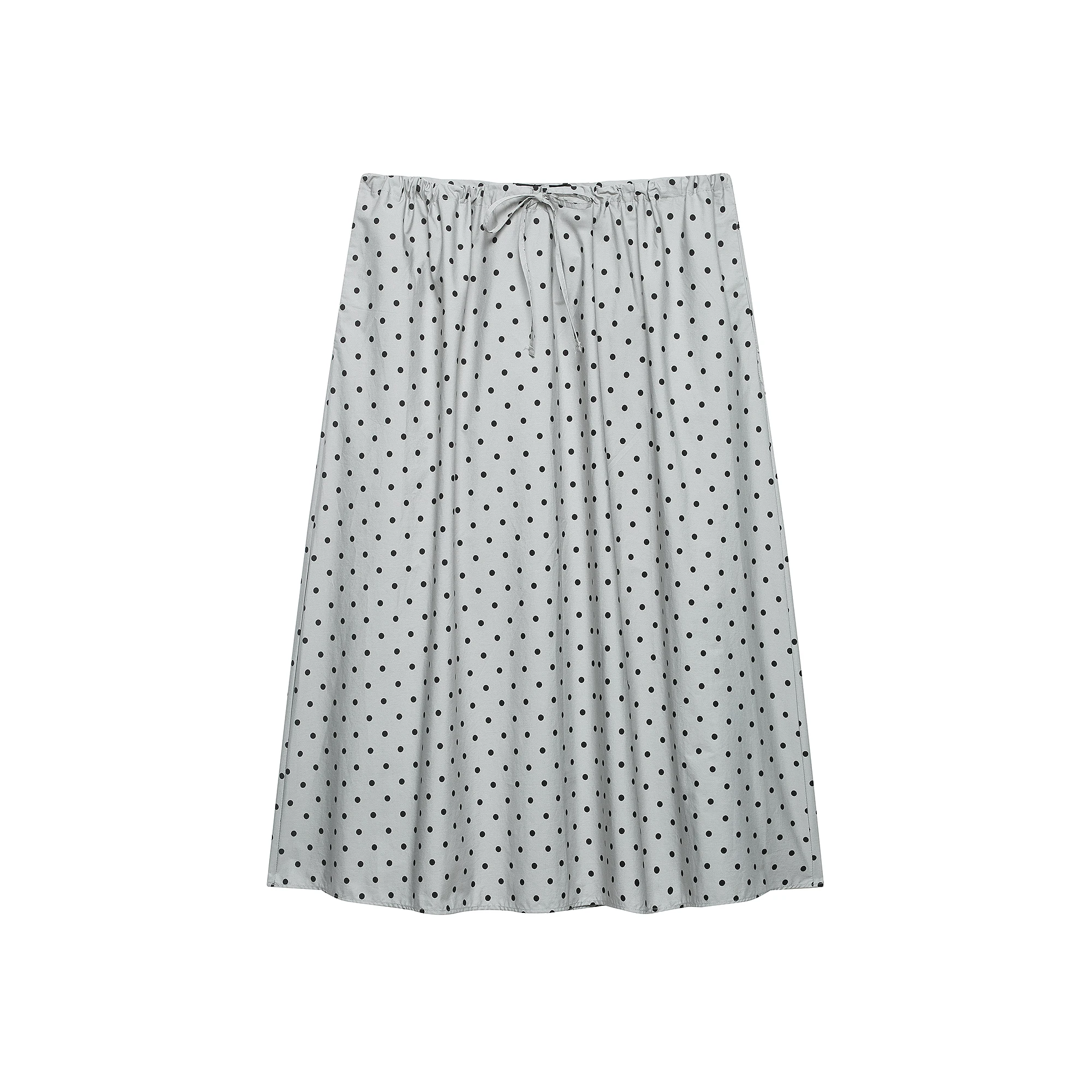 

Summer Women Polka Dot Midi Skirts Vintage Cotton Linen A-Line Skirt Casual Loose High Waist Drawstring Elegant Jupe Female