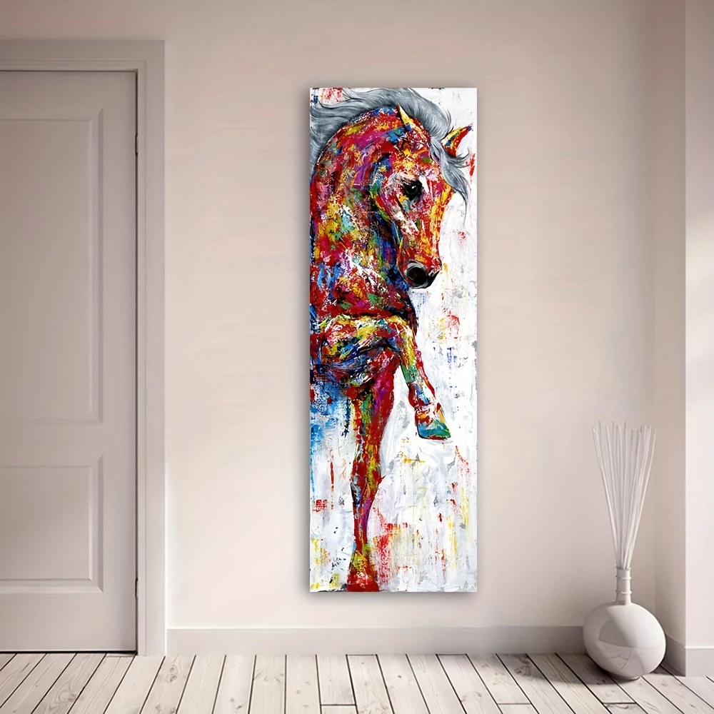 Modern Vintage Animal Wall Art Colour Abstract Horse HD Canvas Print Poster Home Living Room Bedroom Decorative Painting
