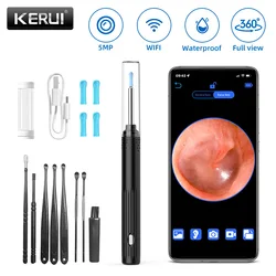 KERUI Smart Visual Ear Sticks Otoscope 5MP Endoscope Camera Wax Removal Tool Earpick Mini WIFI Camera Health Care Ear Cleaner