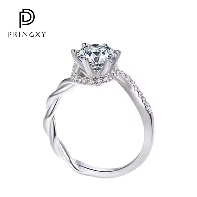 

PRINGXY 1CT Moissanite Rings for Sparkling Diamond Bride Engagement Band S925 Sterling Silver For Women Luxury Fine Jewelry 2023