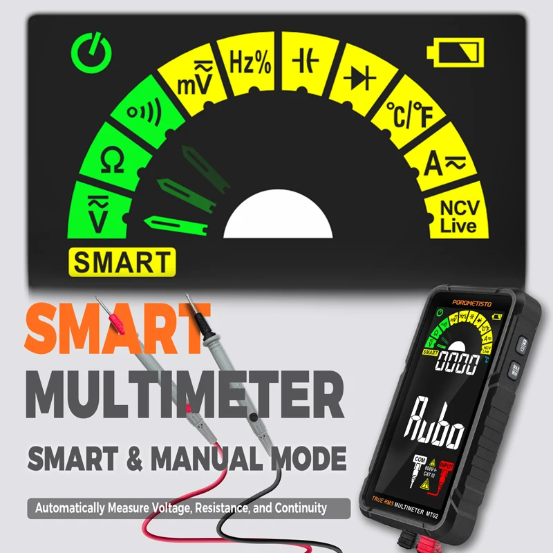 MT02 كامل اللون شاشة المتعدد المهنية 600 فولت التيار المتناوب/تيار مستمر الجهد الحالي متر ديود صحيح RMS مكثف درجة الحرارة المقاومة هرتز اختبار
