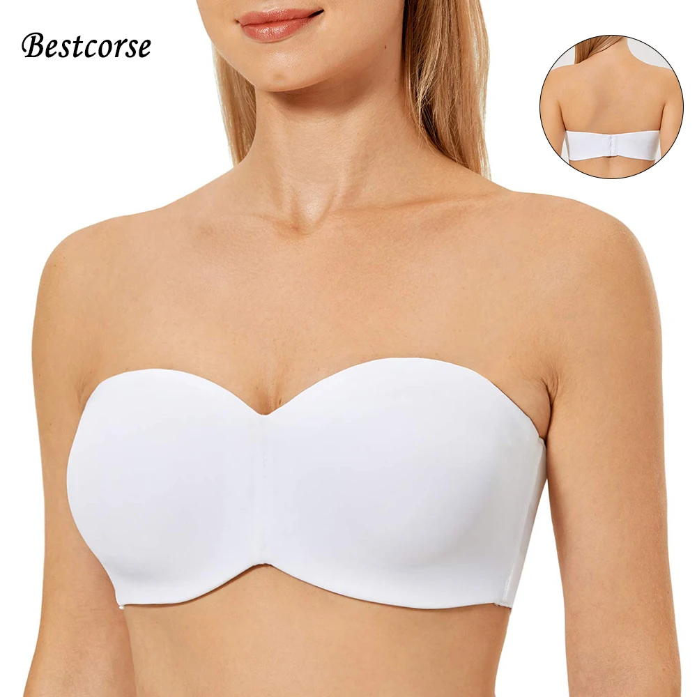 44 White Anti Non Slip Strapless Bra Plus Size Bras For Women Big Cup Busted Big Breast No Strap Big Size Bra Brasieres