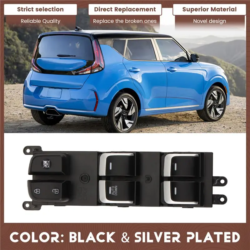A25P Power Window Main Control Switch 93570-B2100CA AUTO DOWN Function For KIA SOUL 2014-2019 Window Regulator Button 93570-B211