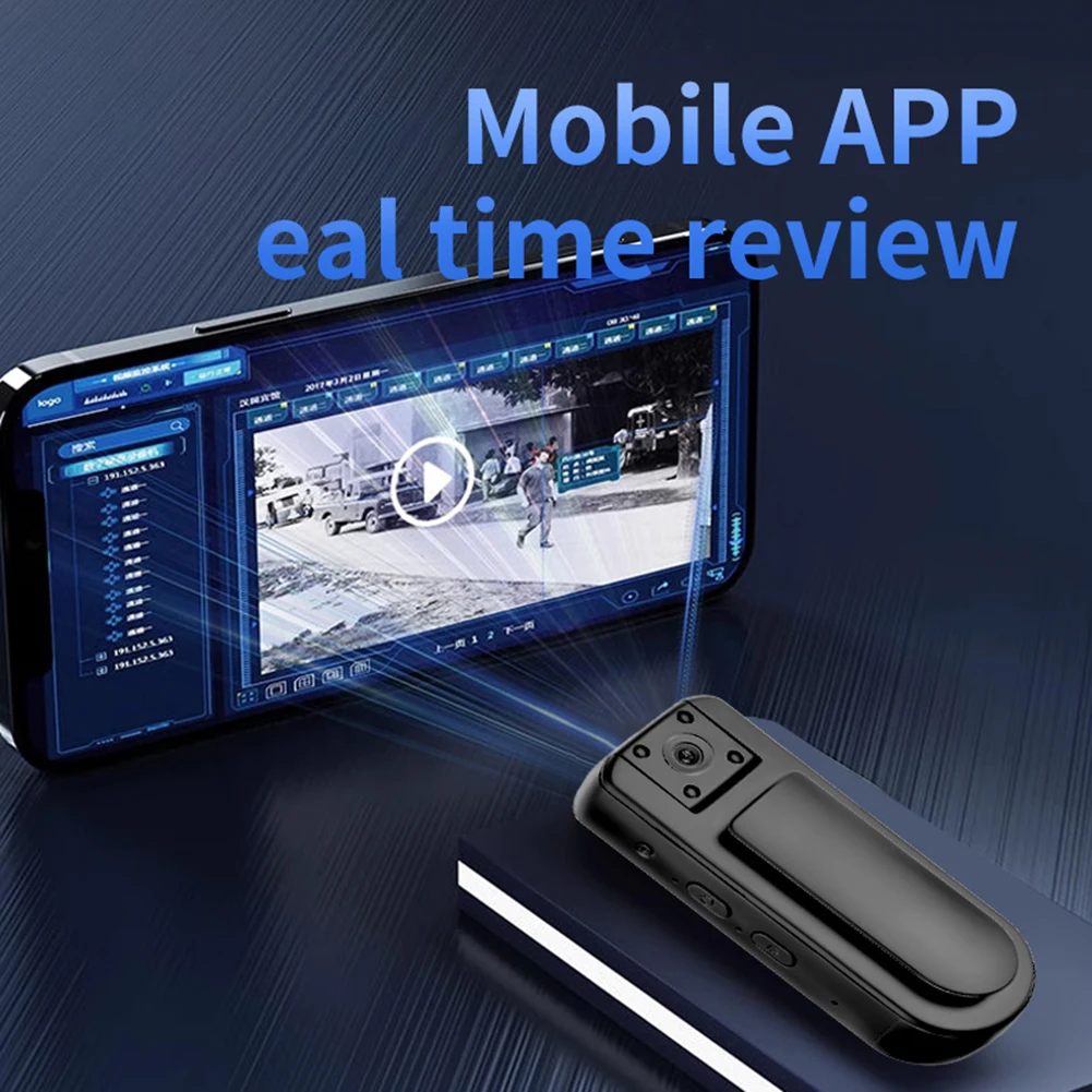 كاميرا Bodycam يمكن ارتداؤها بدقة 1080 بكسل 180 °   عدسة قابلة للدوران واي فاي كاميرا فيديو شخصية صغيرة محمولة مع تسجيل الصوت والفيديو