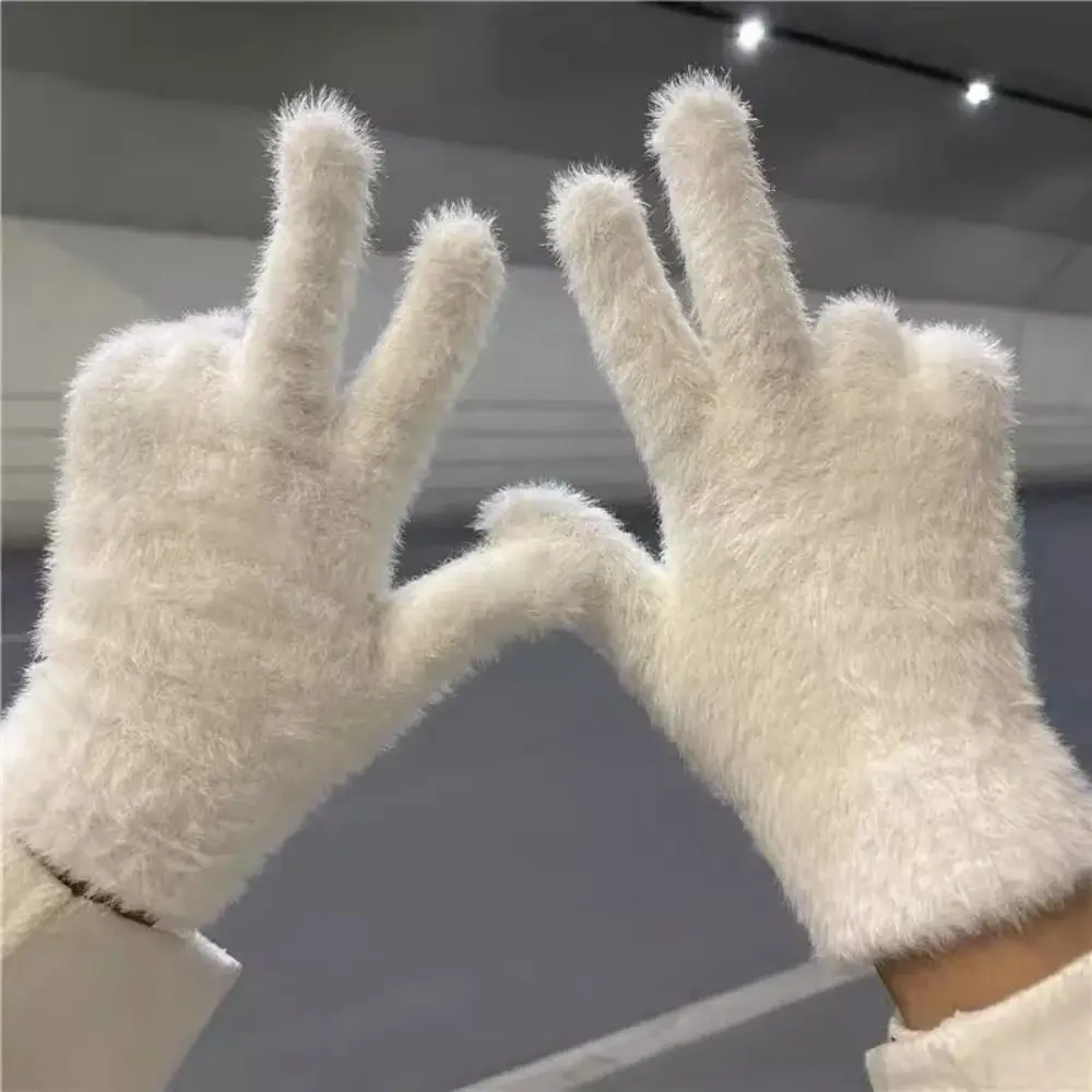 Fashion Thickened Knitted Gloves Breathable Warm Touch Screen Gloves Cold-proof Coral Velvet Non-slip Gloves Men Women