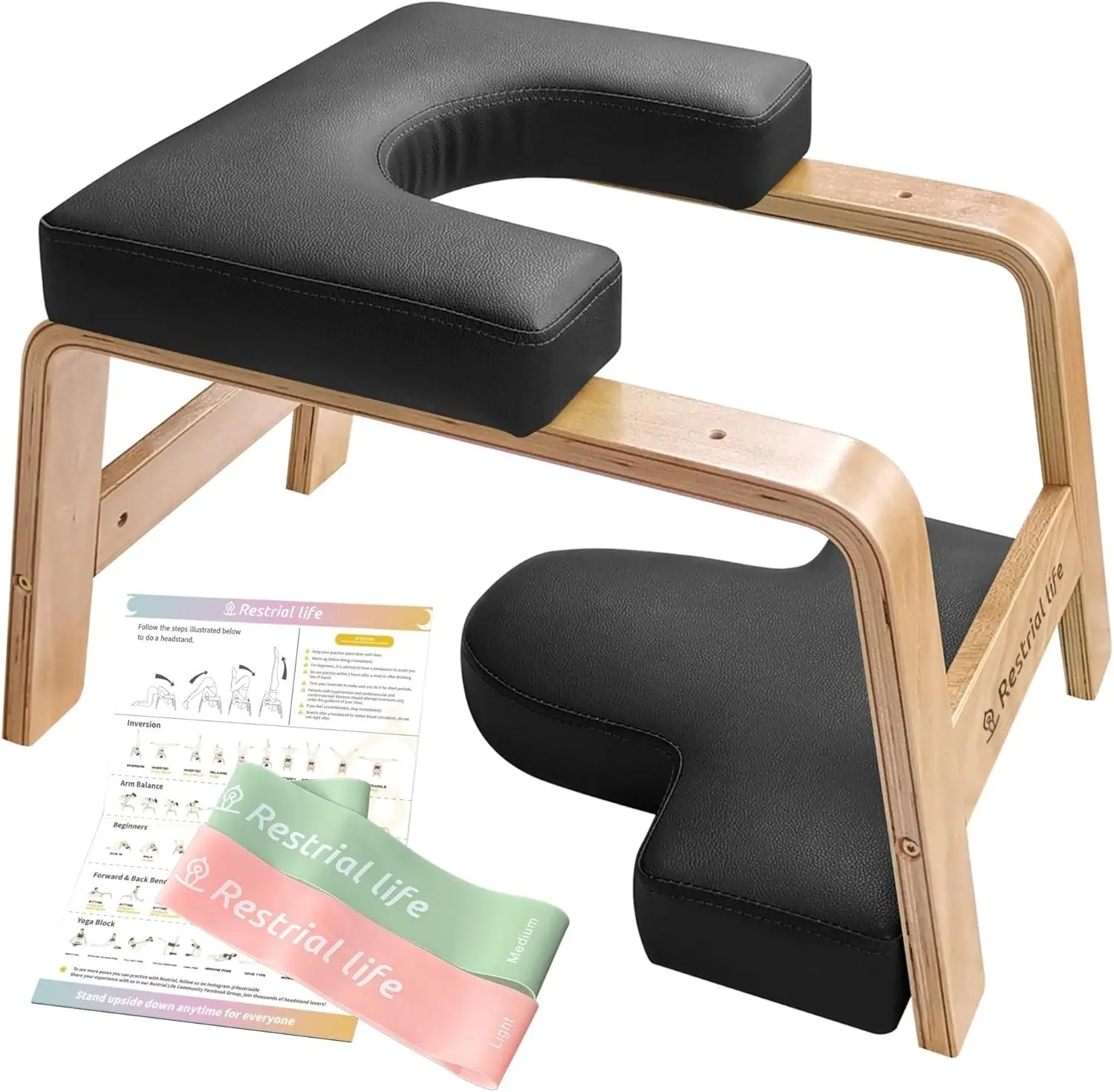Yoga Headstand Bench for Family and Gym, Made of Wood and PU Pads, Multi - Color, Relieve Fatigue and Build Body