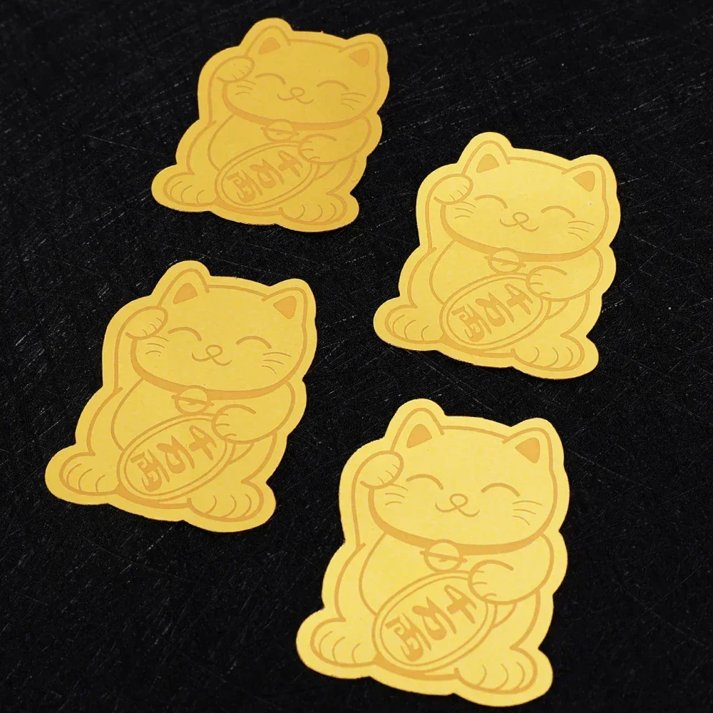 Smooth Matte Lucky Cat Gold Foil Mobile Phone Decoration New Year Stickers Lucky Cats DIY Self-adhesive Patch Sticker 2024 New