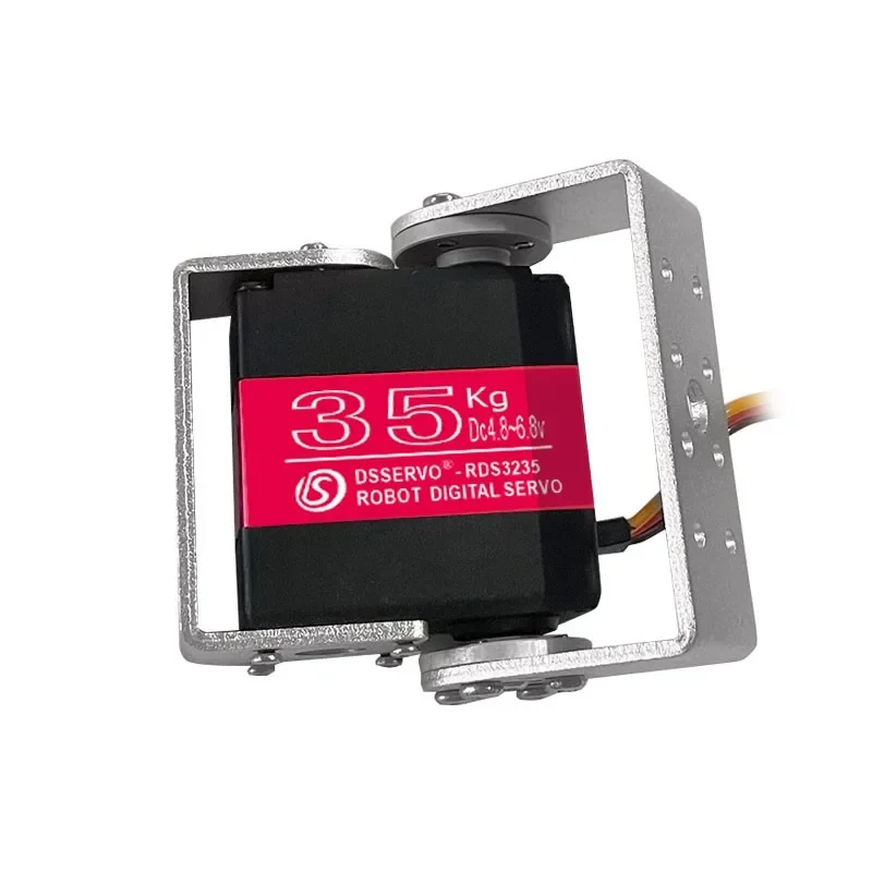 Servo digitale da 35 kg a doppio asse con staffa Servos Motore con nucleo in ferro con guscio in alluminio 180/270/360 °   per giocattoli intelligenti fai da te robot per auto RC