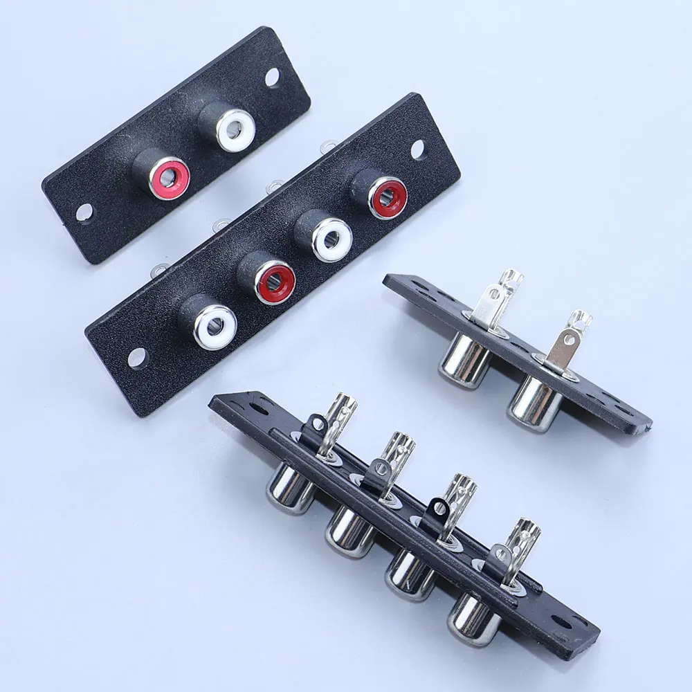 2 4 Way  RCA Female Socket Connector Terminal Wall Panel Plate Input Phono Chassis Socket Audio AV Adapter