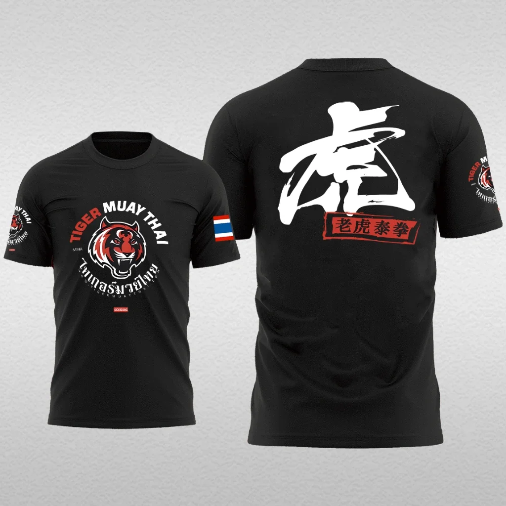 Muay Thai Fighting Mens 3D Printed Running Speed Dry Fitness Free Fighting Training Uniform Boxing T-shirt Sports ShortSleeve3XL
