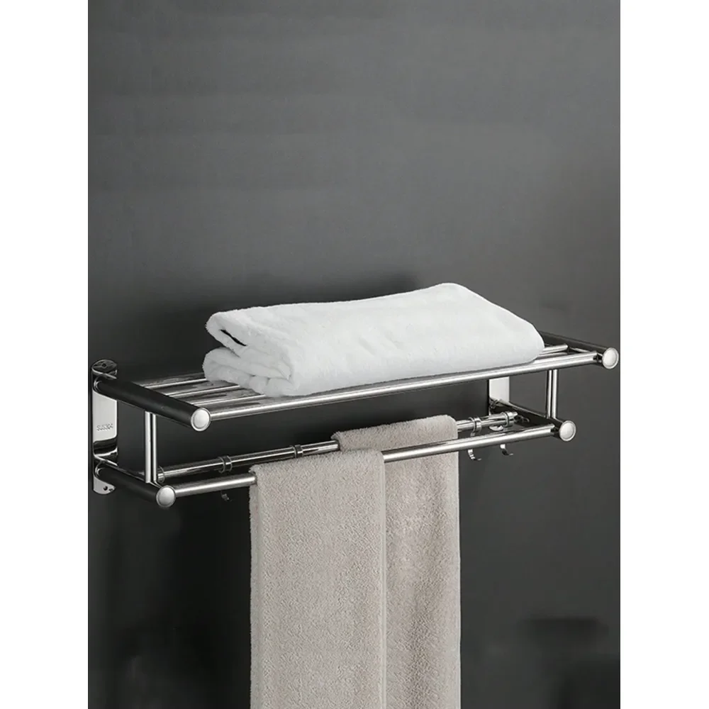 

Полка для полотенец с держателем, настенная полка для ванной из нержавеющей стали, настенный держатель для полотенец, стеллаж для хранения полотенец в ванной, держатель для полотенец