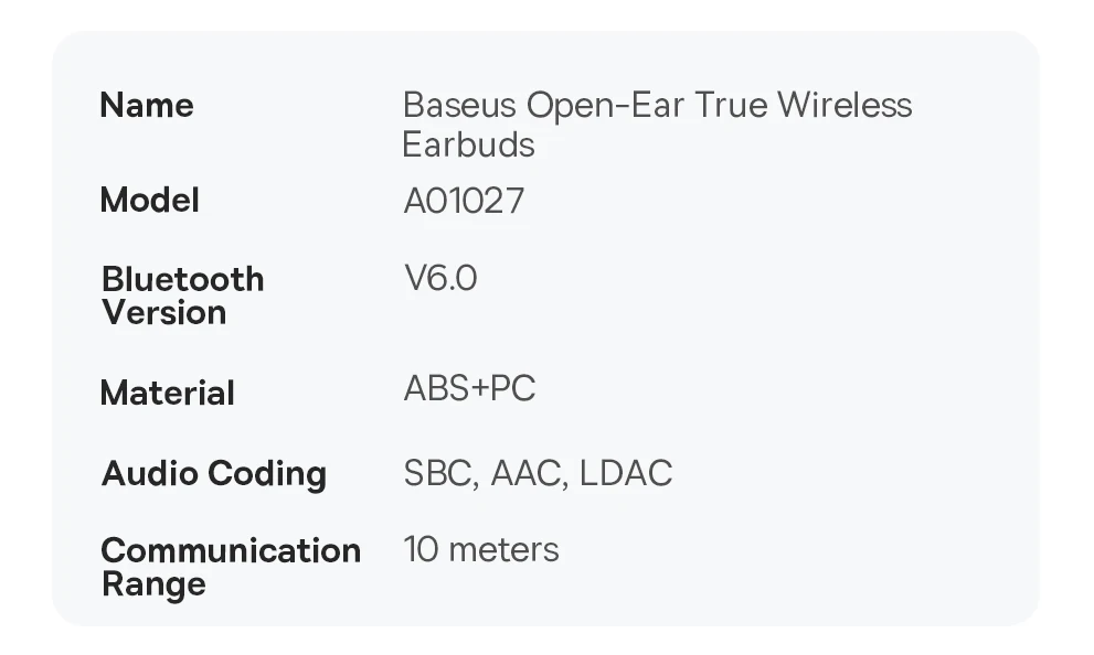 Baseus Eli Sport 2 Open-Ear-Kopfhörer, kabellos, Bluetooth 6.0 OWS-Kopfhörer, hochauflösend, mit LDAC OWS-Kopfhörer, Ohrbügel-Sport-Ohrhörer – Detail 20