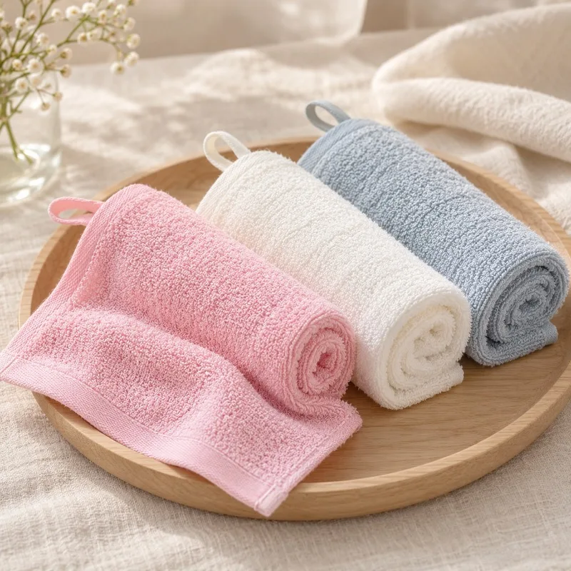 30x30cm Cotton Square Face Towel, Soft Comfortable Daily Washing Accessory for Toddlers Kindergarten Gentle Bathroom Essential