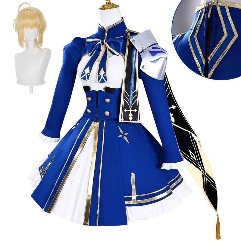 

Fate Saber Cosplay Costume Wig Women Halloween Carnival Party Role Playing Dress Outfits Clothes