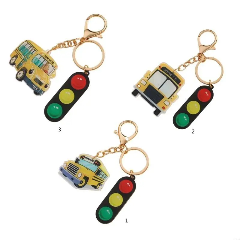 

68UA Light School Bus Keychain Handbags Backpacks Charm Accessories School Bus Keychain Charm,Valentines Day Gifts