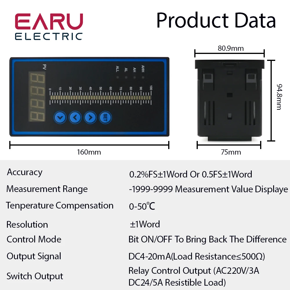 Imagem -02 - Controlador de Pressão Inteligente Coluna de Luz Display Água Óleo Esgoto Medidor de Viscosidade Transmissor de Nível de Líquido T80 Ac220v 420ma