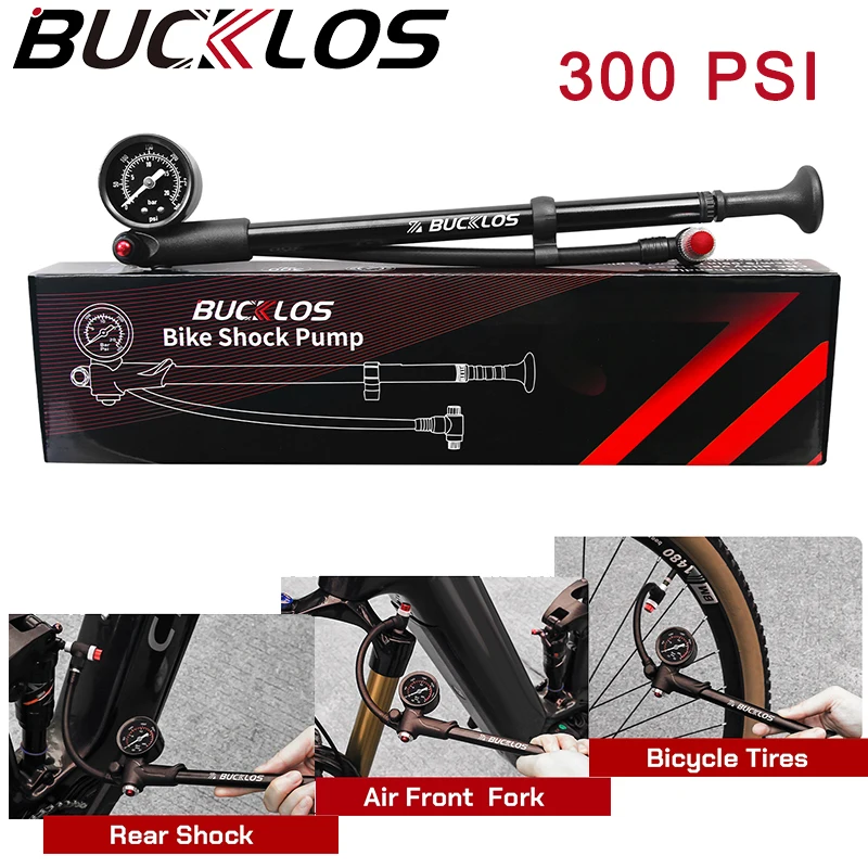 AliExpress BUCKLOS Bucklos Bicycle Air Pump 300Psi High Pressure Schrader Valve Bike Pump for Front Fork and Rear Suspension with Pressure Gauge