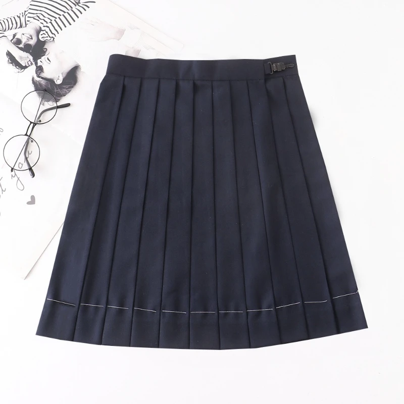 Gonna a pieghe uniforme comoda alla moda Gonna tinta unita Uniforme scolastica per studenti Gonna lunga giapponese a vita alta invecchiata