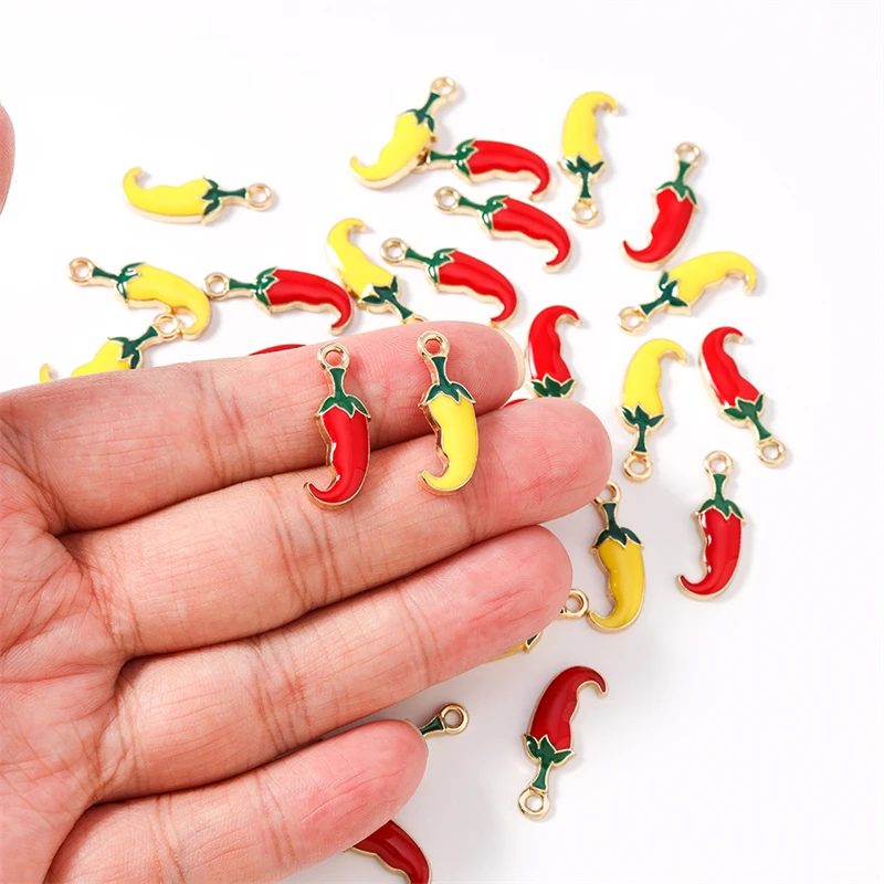 Duarte 20Pcs/Lot Cute Enamel Food Chili Pepper Charms Pendants for Jewelry Making Necklaces Earrings Bracelet DIY Craft Supplies