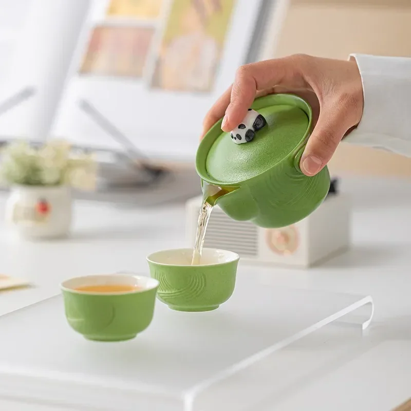 Cute Panda Travel Tea Set Portable Personal Special Go Out Carry Bag Outdoor Travel Tea Pot