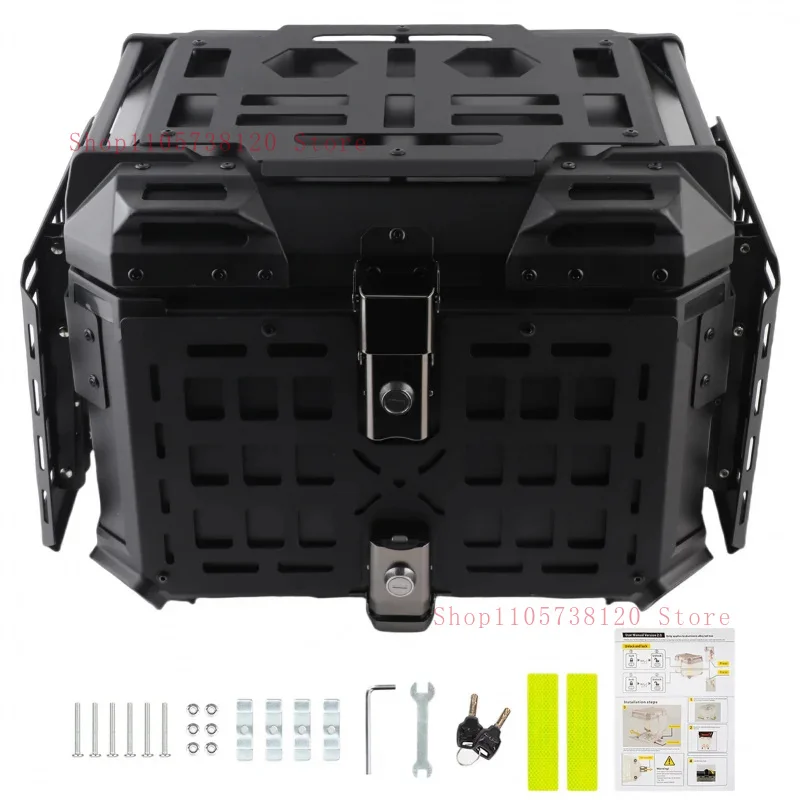 New 4L Aluminum Alloy Motorcycle Tail Box Quick Release Foldle Rear Lage Storage Cargo Trunk Touring Commuting